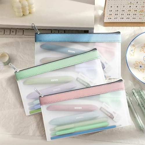 Timart Clear Pencil Pouch-3 Pack, Clear Pencil Case, Pen Holder with Zipper for Kids, Makeup Pouch, Kids Pencil Pouch for Office School Supplies Travel Accessories thumbnail 2