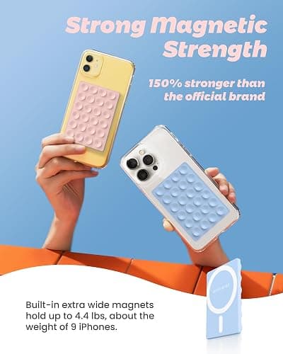 amBand Magnetic Suction Phone Grippy for MagSafe Case, Silicone Cup Sticky Mount for iPhone 12/13/14/15/16 Pro Max/Pro/Plus/Mini, Hands-Free Selfie/Video for TikTok Creator/Influencer, Light Blue - Light Blue thumbnail 3