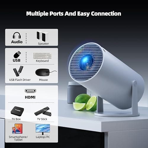 Projector with WiFi and Bluetooth, Mini Projector, 4K 1080P Support Portable Wireless Movie Projectors 220° Rotatable 130'' Screen Auto Keystone Compatible with HDMI/iPhone/TV Stick for Bedroom Indoor thumbnail 8
