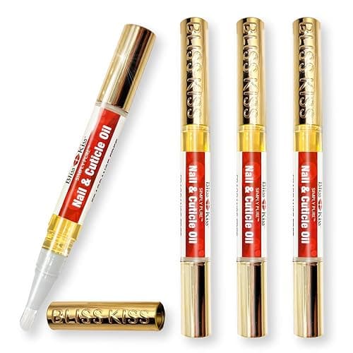 Bliss Kiss | Fragrance Free 4 Nail Oil Cuticle Pens w/Vitamin E & Jojoba⏤Nail Strengthener Nail Growth and Strengthening Serum for Brittle, Peeling, Breaking, Thin nails - Image 1