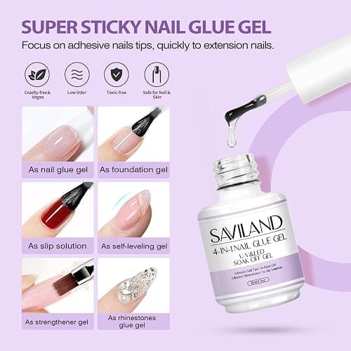 SAVILAND Gel Nail Kit with Drill: ALL-IN-1 Beginner Nail Kit, 0.5Oz U V Nail Glue Gels, Gel Nail X Kit with Lamp, 500 Pcs Long Coffin Tips Nails Builder Kits, Salon At Home Manicure Gift for Women thumbnail 5