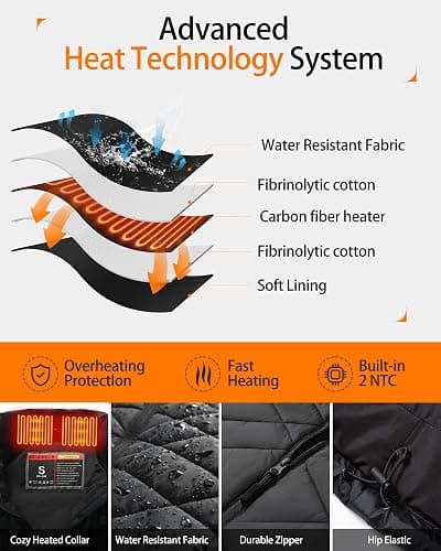 HILLSLTR Heated Vest Women with 18400mAh 7.4V Battery Pack Included, Water-Resistant Lightweight Outdoor Warming Vest thumbnail 5