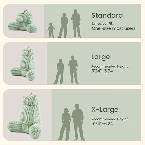 Amélie Home Faux Fur Reading Pillow with Pocket for Sitting in Bed, Adult Backrest Bed Pillow with Washable Cover for Lounging, Study & Relaxing, Sage Green 25 inches thumbnail 6