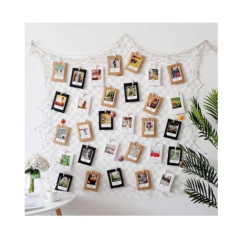 DGQ Photo Hanging Photo Display Frames 79 x 40inch DIY Picture Frames Collage Set Mediterranean Fishing Net Wall Decorations with 40 Clips for Hanging Photos, Prints and Artwork - Image 1
