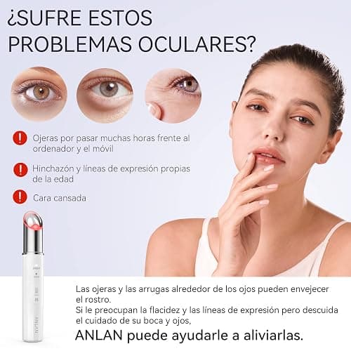 ANLAN Masajeador de Ojos, EMS Dispositivo de Ojos Antiarrugas y Antiedad, Luz Roja& Azu de LED Terapia, 40 ℃ Compresa Caliente, Mejora Ojeras, Bolsas, Hinchazón, Arrugas, Contorno de Ojos thumbnail 2