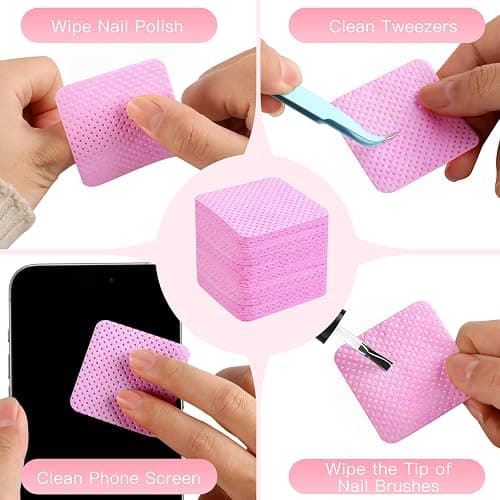 400pcs Lint Free Nail Wipes, 1 Pull-Off Pump-Style Bottle Suitable for Nail Wipes for Fingernail, Mascara Extension Glue Cleaning and Care Product Sets thumbnail 5
