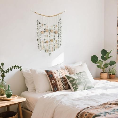 Dahey Hanging Artificial Plant Eucalyptus Wall Decor 31'' Wooden Bead Garland with Fake Greenery Leaves Boho Rustic Farmhouse Wall Art for Living Dining Room Bathroom Bedroom Kitchen Decoration thumbnail 2