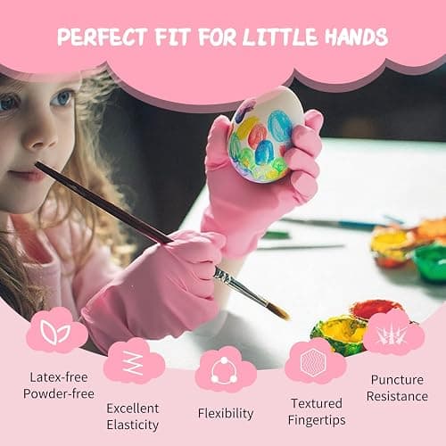 PROMEDIX P Kids Disposable Gloves for 6-10 Years,100PCS Nitrile Gloves for Crafting,Cooking,Latex-Free,Powder-Free thumbnail 2
