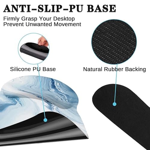Arttown Blue White Gradient Desk Mat Abstract Ocean Marble Mouse Pad Set 4 in 1 Ergonomic Design Large Mousepad + Keyboard Wrist Rest + Mouse Wrist Rest + Coaster Suitable for Home Office Study Game thumbnail 5