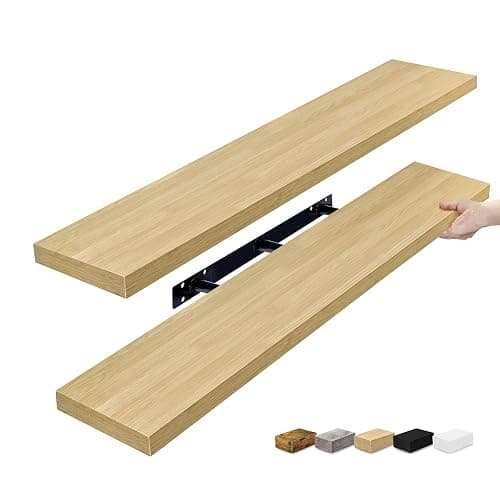 Sorbus Floating Shelves for Wall Storage (48 Inch, 2 Pack, Maple Wood) | Clean display for home accents, books and collectibles; hidden brackets suit bathrooms, bedrooms and kitchens. - Image 1