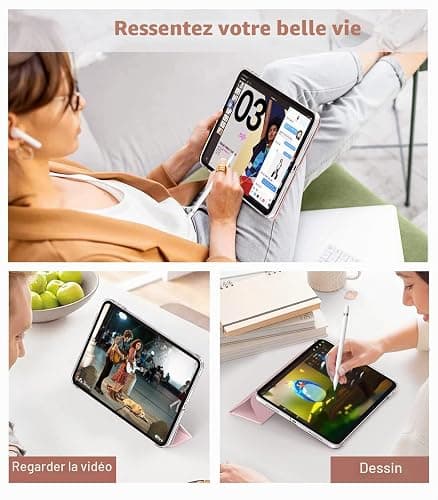 TiMOVO Coque pour iPad A16 11 Pouces/10ème Gén 10,9", Rose Clair | Légère Housse, Arrière Translucide en PC, Réveil/Sommeil Auto thumbnail 7