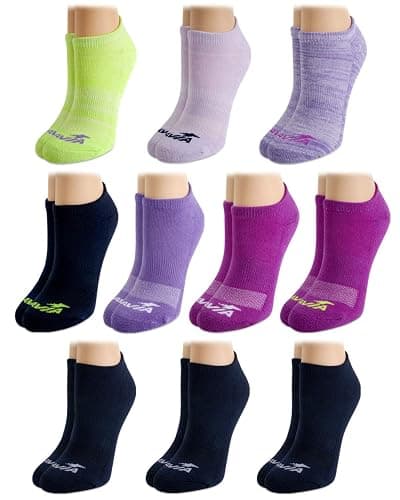 Avia Women''s Athletic Performance Cushioned No Show Solid Socks (10 Pack), Size 4-9, Purple - Image 1