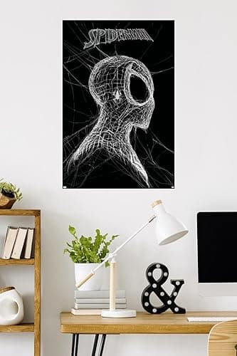 Trends International Marvel Spider-Man: World Of Webs - Black And White Wall Poster, 34L x 22.4W, Unframed Version thumbnail 3
