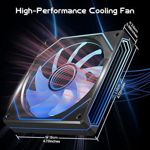120MM AIO CPU Cooler with Digital Display, 120mm Liquid Cooling, ARGB PWM Fans,LGA 1700/1200/115X/1366/775, AMD AM5/AM4, Black thumbnail 3