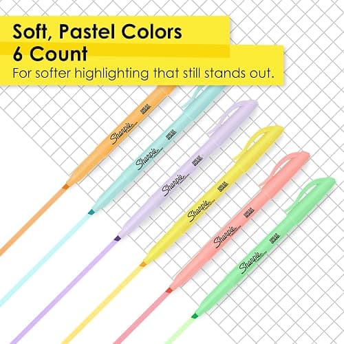 Sharpie® Accent Pocket Highlighters, Chisel Tip, Assorted Barrels, Assorted Mild Pastel Ink, Pack Of 6 Highlighters thumbnail 4