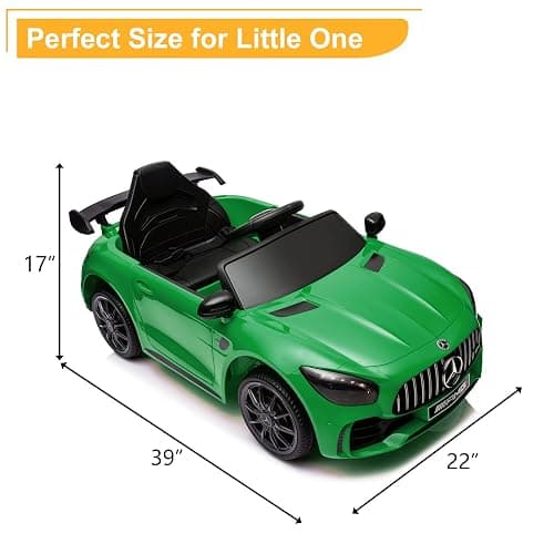 Winado 12V Ride on Car, Licensed Mercedes Benz AMG GTR Battery Powered Electric Vehicle, w/Parent Remote, Wider Seat, LED Lights, Openable Doors, MP3 Player, Smooth Start, 3 Speeds - Green thumbnail 2