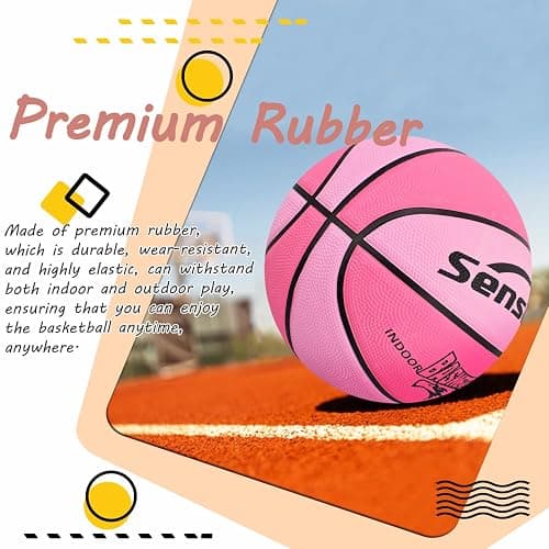 Senston 25.5''/27.5''/29.5'' Outdoor Basketball Ball Excellent Elasticity/Grip Rubber Basketballs with Pump, Durable Size 3/5/7 Outdoor/Indoor Basketball thumbnail 3