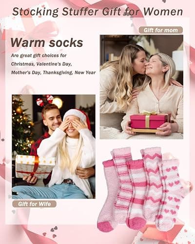 Ginmewrae Fuzzy Socks for Women, Valentines Day Gifts for Her Warm Cozy Fluffy Thick Slipper Socks Galentines Day Gifts thumbnail 6