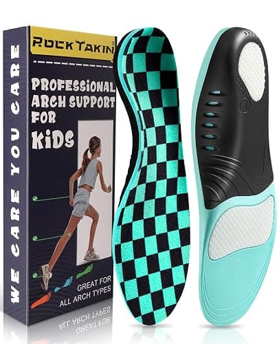ROCKTAKIN Kids Arch Support Shoe Insoles, Plantar Fasciitis Orthotics Inserts Strong Support for Children's High Arch, Flatfoot Pain Relief, Posture Improve - Image 1