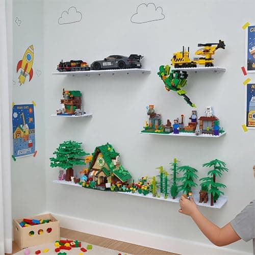 LRANFOW 6 Floating Shelves for Wall Display Compatible with Lego Building Bricks, 4.9mm16x13 Studs for Toy Brick Storage and Display, Dual‑Sided Display Shelf for Room Decor thumbnail 6