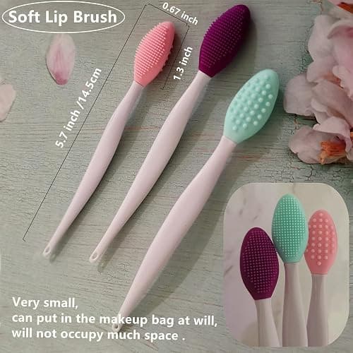 3 Pcs Lip Scrub Brush,Lip Scrubber Exfoliator,Double-Sided Silicone Lip Brush Tool for Men Women Lip Lightening, Lip Exfoliator Scrubber Tool for Dark Lips thumbnail 5