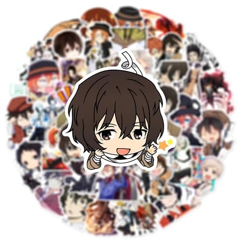50Pcs Bungo Stray Dogs Stickers,Popular Classic Anime Stickers Waterproof Vinyl Decals for Bumper Cars Computer Scrapbook Guitar Luggage Skateboard Cute Aesthetic Manga Gifts (DG) thumbnail 5