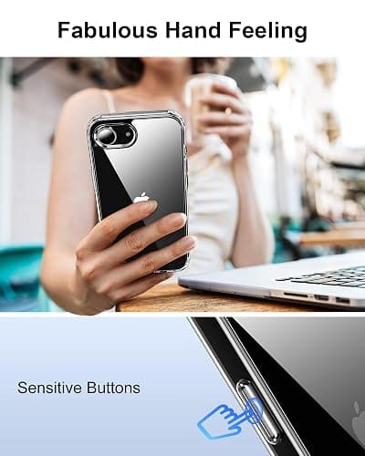 HOOMIL Case for iPhone 16e and iPhone 17e 6.1-Inch, Non-Yellowing, Drop Protection, Anti-Scratch Transparent Hard Back Phone Cover - Crystal Clear thumbnail 8