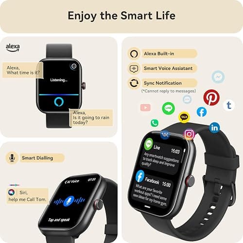 Yoever Smart Watch for Women Men, 1.91" HD Screen with Alexa, Answer/Call | Fitness Tracker with 110+ Sport Modes, Sleep/Heart Rate/SpO2 Monitor, IP68 Waterproof, Compatible for iPhone/Samsung/Android thumbnail 5