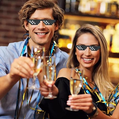 Lorigun Thug Life Glasses Pixel Sunglasses for Party, Deal with it Glasses Bachelor Party Decor thumbnail 5
