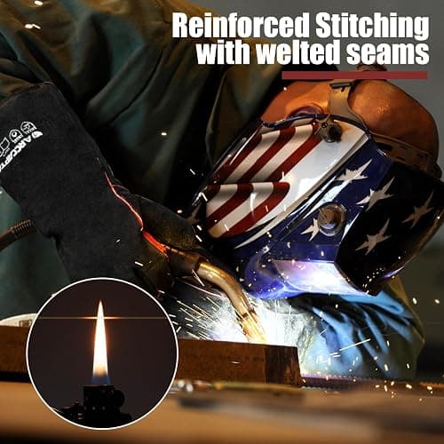 ARCCAPTAIN Leather Forge Welding Gloves, Heat/Fire Resistant 16 inches Gloves for Stick,Mig,Tig,Forge,BBQ,Grill,Fireplace,Wood Stove,Furnace,Oven,Pot thumbnail 5