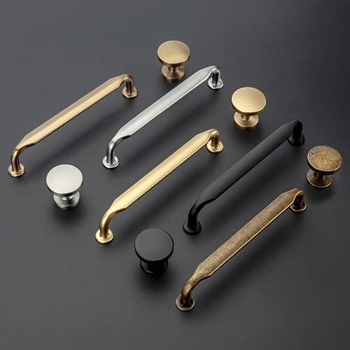 Goldenwarm 10 Pack Brushed Brass Cabinet Knobs Round Gold Drawer Knobs Kitchen Cabinet Handles Solid Zinc Alloy Pulls for Bathroom Dresser Hardware thumbnail 5