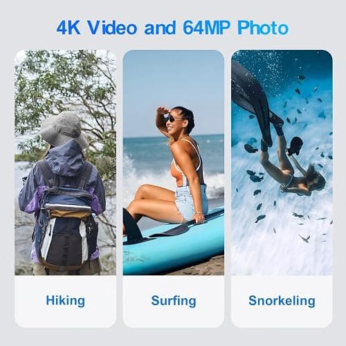 4K Underwater Camera 33FT Waterproof Camera for Snorkeling with 32GB Card Dual-Screen Compact Dustproof Floatable Autofocus UHD 64MP Point and Shoot Digital Camera 1500mAh Battery thumbnail 2