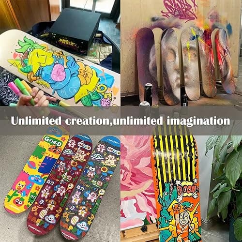 ROKENPOY 3 PCS Blank Skateboard Decks, 8 x 31 inch 7-Layer Maple Double-Tail Skateboard, Ideal for Painting, and Wall Decoration thumbnail 5