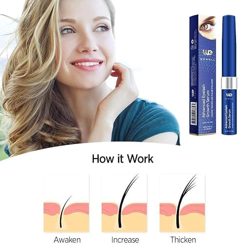 Wewell Eyelash Growth Serum,Brow Lash Growth Serum, Natural Brow Lash Enhancer.Thicker Natural Longer Lift Eyelashes Enhancer Rapid Lash Growth,Nourish Damaged Lashes thumbnail 5