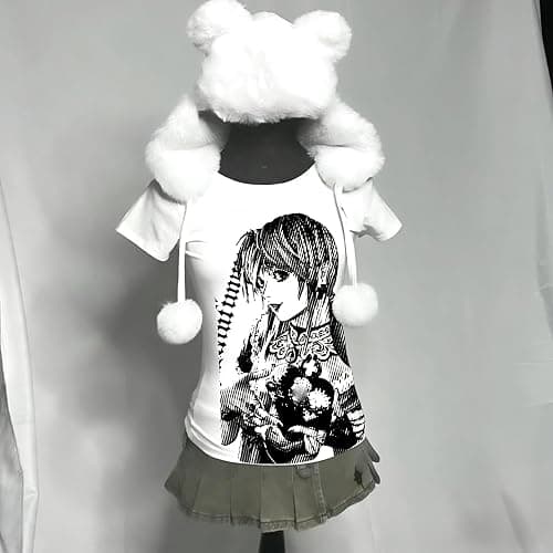Graphic Tees Y2k Baby Tee Teens 2000s Vintage T Shirts Emo Grunge Printed Summer Crop Tops 2024 thumbnail 3