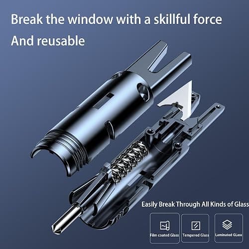 EJYARC Safe Hammer Car Window Breaker Seatbelt Cutter Under Water or Fire,2 IN1 Window Breaker Tool Auto Glass Breaker Emergency Escape Tool Kit,Car Accessories All Vehicles(1 PCS Black) thumbnail 6