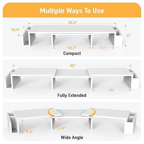 Simple Houseware Desk Dual Monitor Stand Riser with Drawer, White thumbnail 3