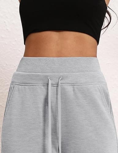 HeSaYep Women's Wide Leg Sweatpants Double Waisted Fleece Baggy Sweat Pants with Pockets thumbnail 5