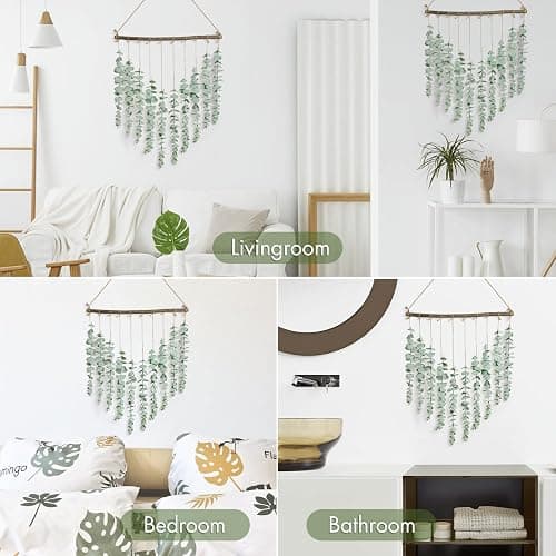 Bestjing Artificial Eucalyptus Wall Hanging Decor - Fake Eucalyptus Leaves Greenery Vines Wall Hanging Plants - Farmhouse Rustic Boho Decor for Bathroom Bedroom Livingroom Decorations thumbnail 9