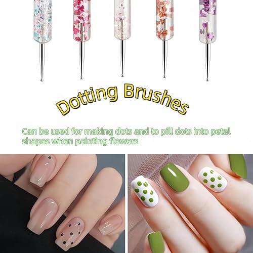 Nail Art Tool Set - 5 Dotting Tools & 5 Nail Liner Brushes for Salon, Professionals & Beginners thumbnail 4