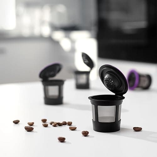 4 Black Reusable K Cups for Keurig Coffee Makers - BPA Free Refillable Kcups Coffee Filters for 1.0 and 2.0 Keurig Brewers thumbnail 2