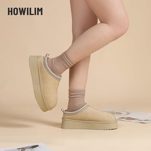 Women's Slippers Platform Mini Boots Short Ankle Boot Fur Fleece Lined House slippers Anti-Slip Boot For Outdoor thumbnail 2