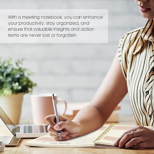 Taja Meeting Notebook For Work Organization - Work Planner Notebook With Action Items, Agenda Planner For Note Taking, 160Pages (6.9" X 9.9") Project Planner For Men & Women - Pink thumbnail 7