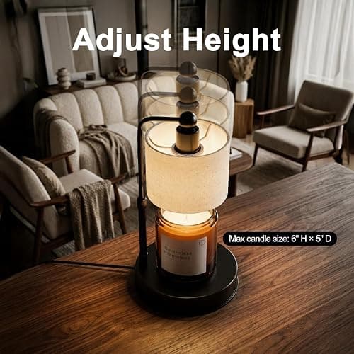 Candle Warmer Lamp with Timer ,Dimmable Candle Wax Warmer, Height Adjustable Electric Candle Lamp Warmer with 2 Bulbs, Birthday Gifts for Women Mom House Warming,Vintage Home Decor for Bedroom thumbnail 2