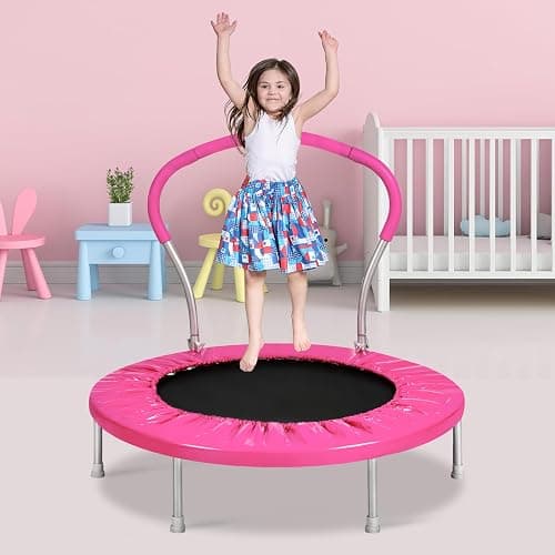 Lyromix 36-Inch Kids Trampoline with Handle - Indoor Mini Tranpoline for Toddlers, Small Fitness Rebounder for Indoor and Outdoor Use - Image 1