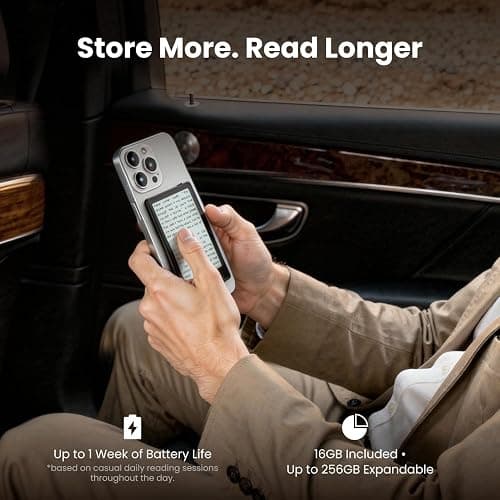XTEINK X3 3.7" Pocket E-Ink eBook Reader, Mist Gray | Ultra-thin 0.2" design with magnetic pogo-pin charging, gyroscope page-turn, 16GB storage, and distraction-free reading thumbnail 7