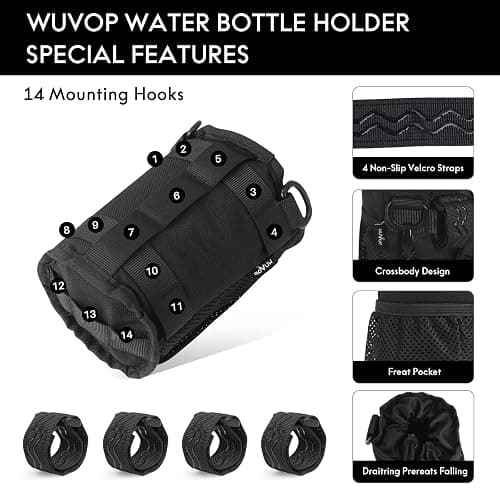 WUVOP Bike Cup Holder, Water Bottle Holder Handlebar with Mesh Pockets, Universal Cycling Bicycle Water Bottle Drink Cup Cage for Cruiser, Scooter, Mountain, Road Bike, Wheelchair thumbnail 4