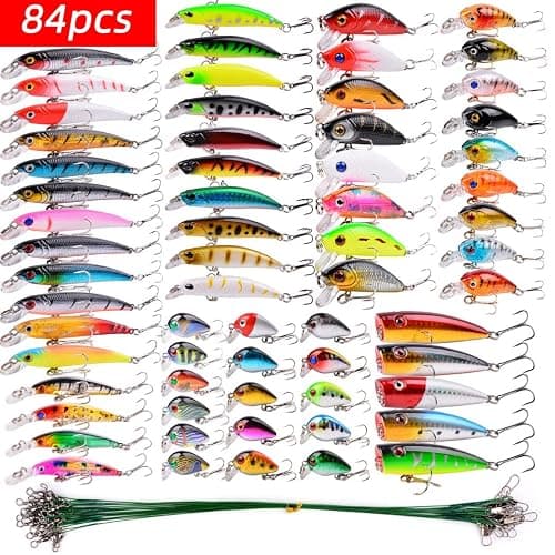 Aorace Fishing Lures Kit Mixed Including Minnow Popper Crank Baits with Hooks for Saltwater Freshwater Trout Bass Salmon Fishing thumbnail 3
