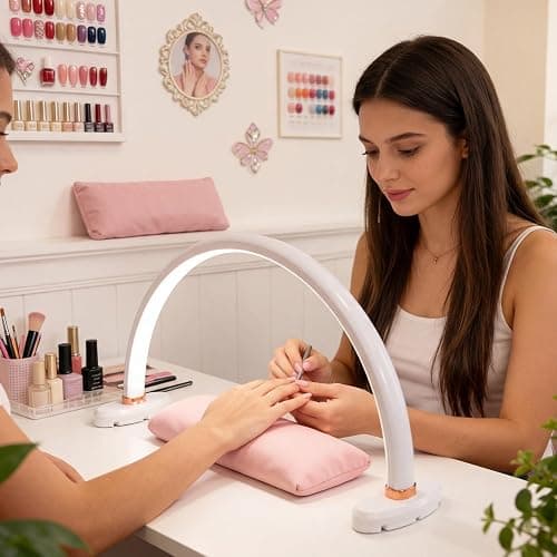 obcd Half Moon Light for Nail Desk 16 inch Nail Desk Light Half Moon Lamp Portable Arch Lamp Dimmable with Foldable Bracket for Desk Salon Table Use, 3 Color Temperature thumbnail 9
