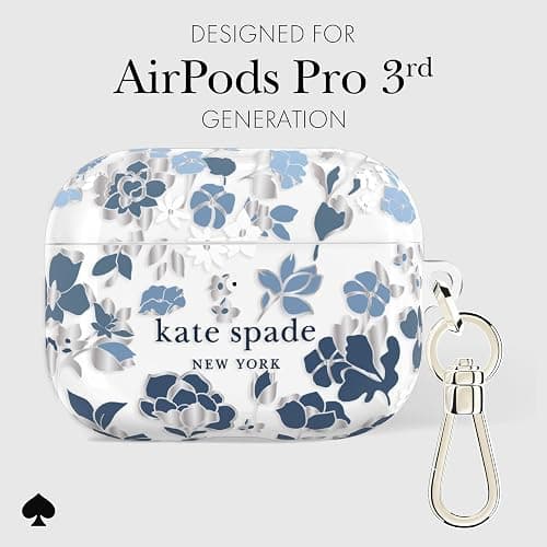 kate spade new york AirPods Pro 3 Case - Flowerbed Blue | Stylish Case with Luxe Gold Ring Keychain for Bag, Tote, Backpack, and More - Protective & Lightweight Case for AirPods Pro 3 thumbnail 6